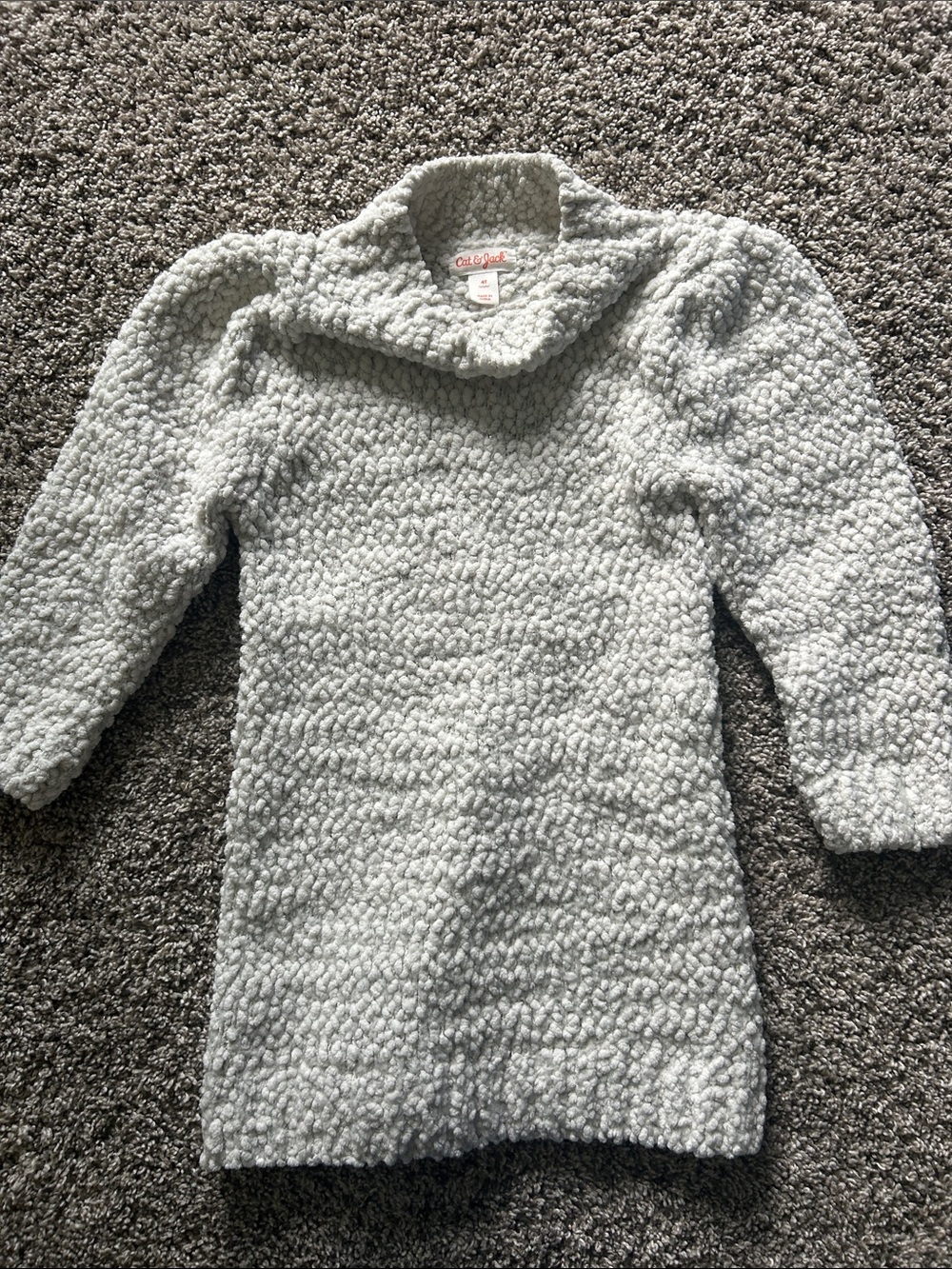 Cozy Chenille Pullover Sweater Dress - Light Gray